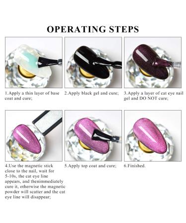 MEET ACROSS 9D Cat Eye Gel Nail Polish Set - 6 Colors Magnetic Starry Sky Effect Kit with Free Magnet Stick - Buy Online on SooperMarket.com