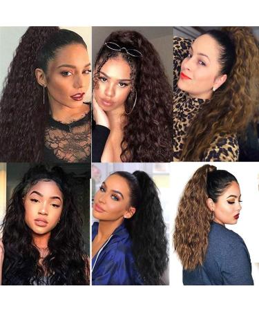 24" Corn Wave Ponytail Extension Claw Clip on Ponytails Wavy Curly Hair Extensions Jaw Pony Tail Hairpiece Light Brown 24inch (Pack of 1) Yaki-Light Brown - Buy Online on SooperMarket.com