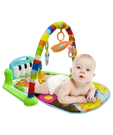 CREPRO Baby Play Mat & Baby Gym Toys, Infant Play Mat and Activity Gym Baby Activity Mat with Music and Lights, Kick & Play Piano Gym Tummy Time Padded Mat for Newborn Toddler for Christmas Toys Gift