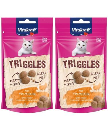 Vita power trigges cat snack with turkey portionable in three snacks ideal as a reward or training without added sugar (1x 40g) (pack with 2) 40 g (2 pack)