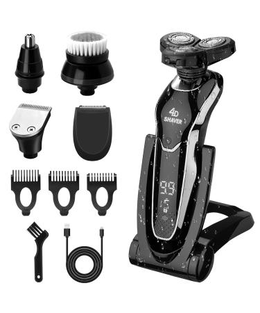 Electric Shaver Razor for Men BestMal 5 in 1 Wet/Dry Electric Shavers Razors for Men Rechargeable Waterproof Mens Electric Razor with Nose Trimmer Sideburns Hair Trimmer and Face Cleaning Brush Black