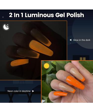 YTD Likomey Glow in the Dark Gel Nail Polish 15ml Neon Orange - Luminous UV Manicure Gel for Fluorescent Bright Nails | 0.50 Fl Oz - Buy Online on SooperMarket.com