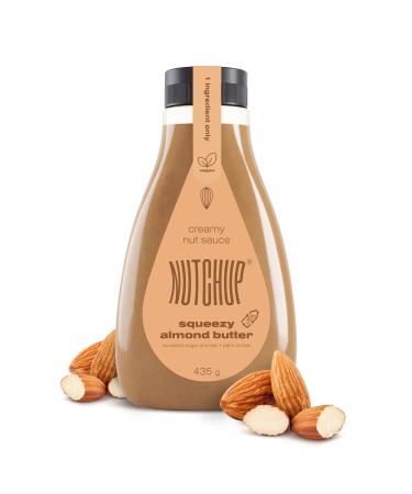 NUTCHUP The First Squeezy Almond Butter | Delicious Nut Topping | Smooth & Crunchy Pancake Waffle Ice cream Pizza sauce | 435g Bottle (Almond)