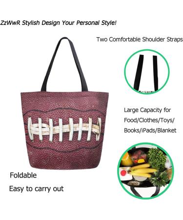 3D American Football Print Extra Large Canvas Shoulder Tote Bag | Gym Beach Weekender Travel | Reusable Grocery Shopping - Buy Online on SooperMarket.com
