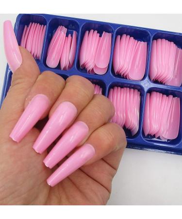 400pc Colored Long Coffin Press on Nails - Glossy Ballerina False Nails for Manicure - Acrylic Nail Design Salon Quality - DIY Nail Art Decor for Women and Girls - Buy Online on SooperMarket.com