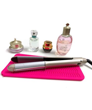 Heat-Resistant Silicone Mat Bag for Hot Hair Tools | Curly Bars & Straighteners | Pink 28.5cm x 14cm - Buy Online on SooperMarket.com
