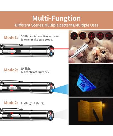 Pet Cat Laser Toy  USB Rechargeable Handheld Pointer  5 Red Laser Patterns  Suitable Indoor Interaction with Cats or Dogs - Buy Online on SooperMarket.com