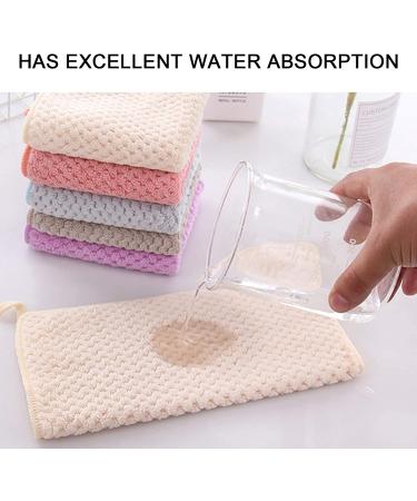 Onlup Hanging Hand Towels Set - Super Absorbent Small Towels for Kitchen & Bathroom - Set of 5 (Beige, Pink, Purple, Gray, Blue) - Buy Online on SooperMarket.com