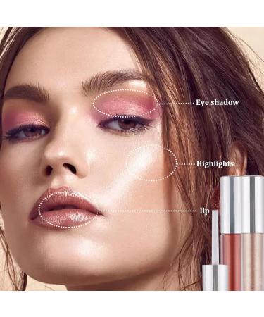 Buy 2PCS Multifunction Glitter Makeup Highlighter - Long Lasting Liquid Eyeshadow & Lipstick | Quick-Drying High Pigment Blush for Stunning Looks - Buy Online on SooperMarket.com