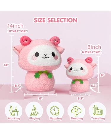Mewaii 8'' Soft Pink Sheep Mushroom Pillow - Cuddly White Cow Plush Toy for Kids - Buy Online on SooperMarket.com