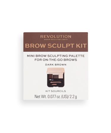 Makeup Revolution Eyebrow Kit  Brow Palette For Sculpting The Perfect Brows  Vegan & Cruelty-Free  Dark  0.077oz/2.2g