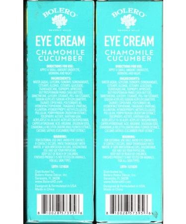 Bolero Beverly Hills Eye Cream Chamomile Cucumber - Calm, Nourish & Hydrate - 0.5fl oz (14.7ml) - Set of 2 Packs - Buy Online on SooperMarket.com
