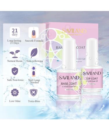 SAVILAND 15PCS No Wipe Gel Base and Top Coat Set - 15ml*2 | Shiny Soak Off Clear Gel Polish | Nail Salon Quality | Ideal Gift - Buy Online on SooperMarket.com