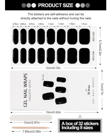 Kalolary 32PCS Waterproof Black Gel Nail Polish Strips | Adhesive Full Wrap Stickers with File and Stick | UV/LED Lamp Required - Buy Online on SooperMarket.com