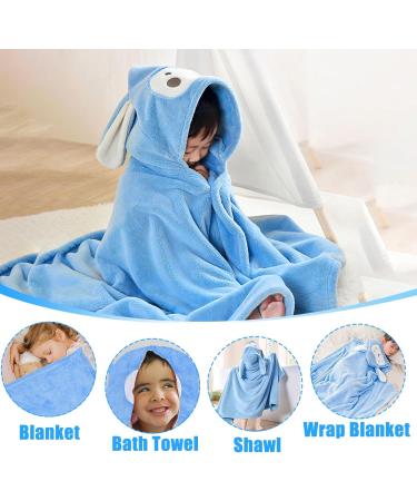 Funmo Baby Hooded Towel 70x140 cm - Soft Super Absorbent Bath Towel for Kids (0-5 Years) - Cute Blue Design - Buy Online on SooperMarket.com