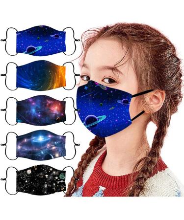 5 Packs Kids Protect_Cover_Mask Reusable Cotton Boys Girls (A)