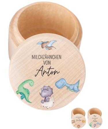 Wondering - milk tooth box personalized with a child -friendly UV printing - tooth box milk teeth as a reminder of the first teeth (dinosaurs)
