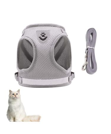 Kitten Harness Cat Harness Cat Lead and Harness Set Kitten Lead and Harness Set for Walking Travel Escape Proof Vest Harnesses for Small Animals Rabbit Mouse Cats XS Grey