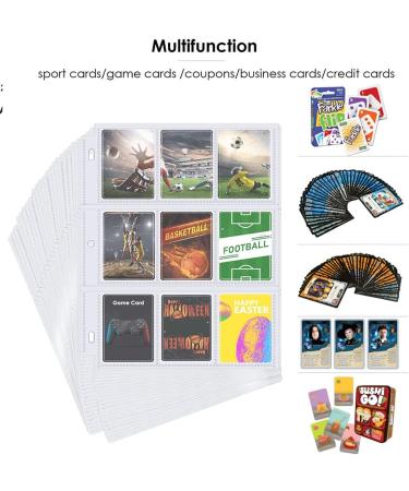 POKONBOY 288 Pockets Trading Card Sleeves - 9-Pocket Binder Sheets for Standard Size Cards - Sport, Game, Business Card Storage - Buy Online on SooperMarket.com
