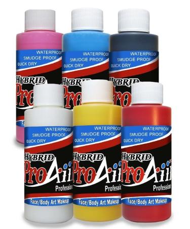 ProAiir Face and Body Painting Makeup - 6 Primary Colors - 1 oz (30ml) 1 Ounce (Pack of 6) 6.0