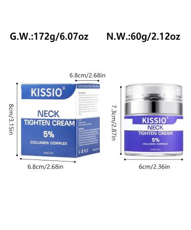 KISSIO 5% Collagen Neck Cream - Firming Lifting & Hydrating Peptide Cream for All Skin Types - 2.12 Oz - Buy Online on SooperMarket.com