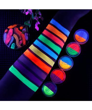 Ecofavor Water Activated UV Reactive Pastel Cake Eyeliner - 10 Colors Hydra Eye Liner for Face & Body - Glow in Blacklight for Halloween & Club Makeup - Buy Online on SooperMarket.com