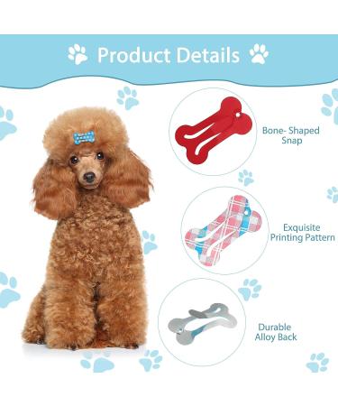 50pc Bone Shaped Dog Hair Clips | Multicolor Small Snap Barrettes for Pets - 25 Styles Available - Buy Online on SooperMarket.com