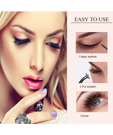 Magnetic Eyelashes Kit with Eyeliner - Natural Looking 10 Pairs | Reusable 3D False Lashes Pack with Tweezers - No Glue Needed! - Buy Online on SooperMarket.com