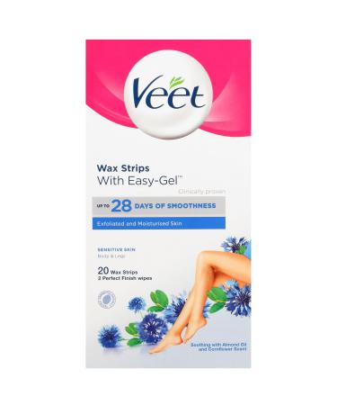 Veet Wax Strips with Easy Grip Sensitive Skin - 20 Wax Strips VEET03 20 count (Pack of 1)