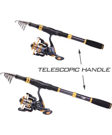 Soougayilang 2.4m Telescopic Fishing Rod & Spinning Roller Combo Carbon Fiber for Salt & Fresh Water Durable & Portable with Carrying Bag - Buy Online on SooperMarket.com