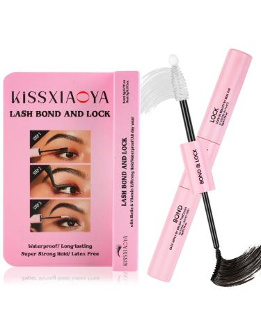 Lash Bond and Seal Cluster Eyelash Glue for Individual Cluster DIY Eyelash Extensions Super Strong Hold Cluster Lash Adhesive Waterproof Latex Free Mascara Wand Glue (Lash Bond and Seal) 5g+5g Lash Bond and Seal