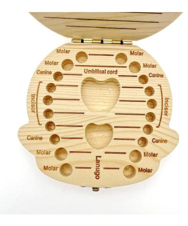 JZK Wooden Baby Milk Teeth Storage Keepsake Box - Baby Tooth Holder for 4-12 Years - Ideal Birthday or Christening Gift for Boys - Beige - Buy Online on SooperMarket.com