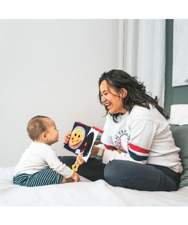 Papablic Luxury Baby Soft Book with Teether  High Contrast Black and White Crinkle Book for Early Education  Tummy Time Toys for Babies 0-12 Months with Baby Safe Mirror  Crinkle Pages and Squeaker - Buy Online on SooperMarket.com