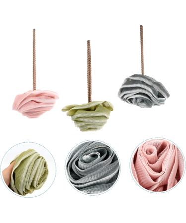 NOLITOY 3pcs Bath Ball Set - Soft Luffa Body Scrubber & Shower Poufs for Luxurious Bathing | Foam Bathroom Loofah & Towel for Adults - Buy Online on SooperMarket.com