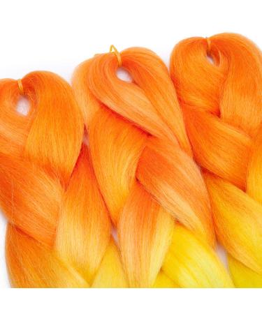 Tess Braids Extensions - Blue Jumbo Braids 60cm | KanCalon Kunsthaar for Box Braids | Ombre Hair Braid 100g (Orange/Blue/Red) - Buy Online on SooperMarket.com
