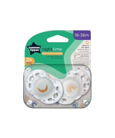 Tommee Tippee Night Time Glow in the Dark Pacifiers 18-36m - BPA-Free, Symmetrical Design, Includes Sterilizer Box - 2 Count - Buy Online on SooperMarket.com
