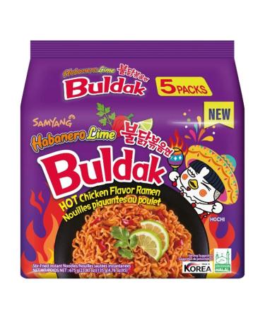 Samyang Buldak Hot Chicken Flavour Ramen - Habanero Lime (Pack of 5) 675g Limited Edition HALAL