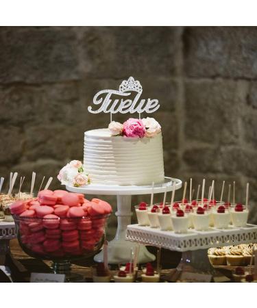 LINGTEER Twelve Birthday Cake Topper with Crown Sign | Silver Bling Crystal Rhinestone Birthday Keepsake | Happy 12th Birthday Party Decorations Gift Supplies - Buy Online on SooperMarket.com