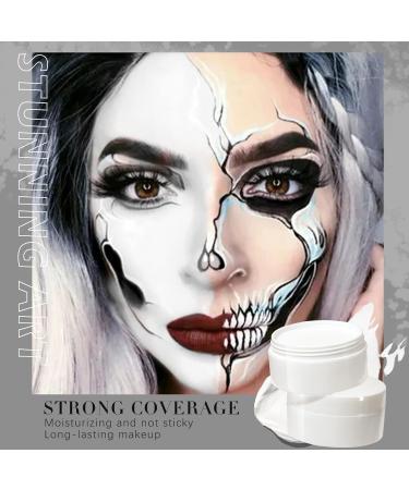 Clown White Face Paint Makeup Kit - Professional 100g Foundation Cream for Halloween & Special Effects - Includes Brush & Sponge - Buy Online on SooperMarket.com