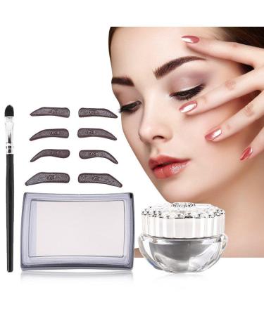 Eybrow powder and eyebrows stamp stamps waterproof makeup eyebrow stamp natural eyebrow powder delicate brow powder with brushes mirrors and 4 pairs stencils