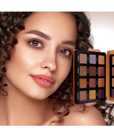 Vegan Copper Bronze Eyeshadow Palette - 12 Pigmented Nude Shades | Travel-Friendly Shimmer Makeup with Mirror - Buy Online on SooperMarket.com