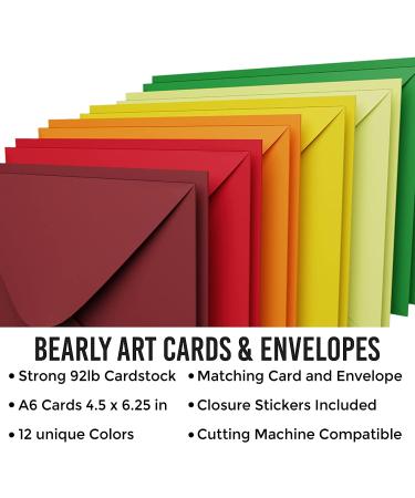 Bearly Art Colorful Collection Blank Cards with Envelopes | A6 Size for Cricut Joy | 92 lb Premium Cardstock | Handmade Greeting Cards | 12 Sealing Stickers - Buy Online on SooperMarket.com