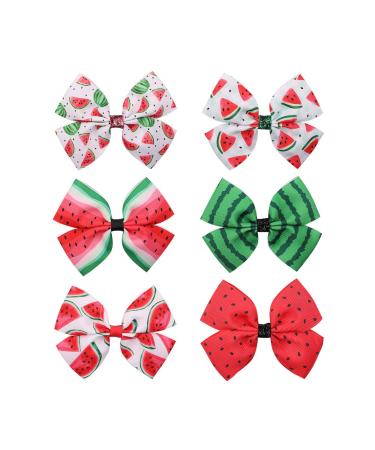 Watermelon Bow Hair Clips Pin Girls Fruit Hair Bowknot Watermelon Hairclips BBG22 (6 Pcs-C)