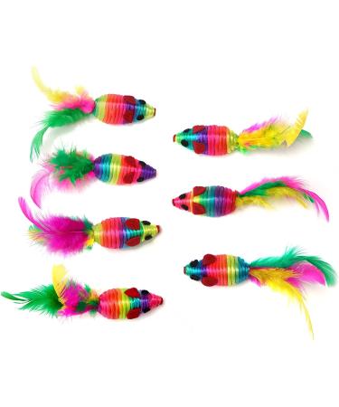 Chiwava 24PCS 5 Rattle Cat Toys with Feather Rainbow Rope - Interactive Mouse Kitten Toy - Buy Online on SooperMarket.com