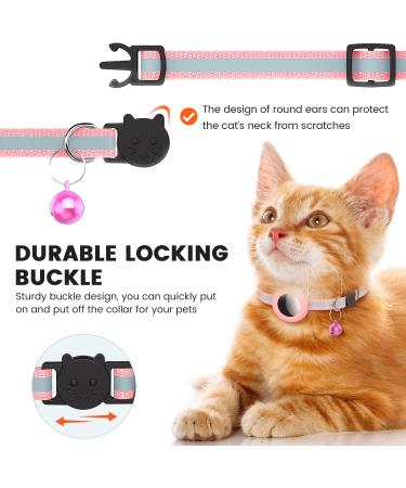Reflective AirTag Cat Collar with Bell | Waterproof & Breakaway Safety Buckle | Pink - Buy Online on SooperMarket.com