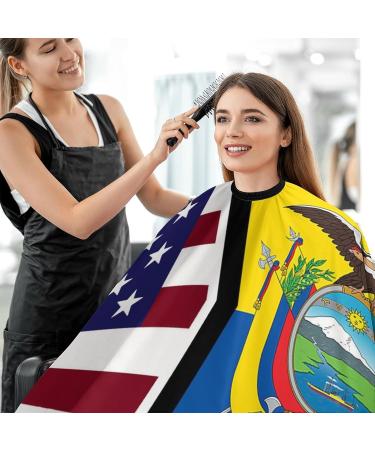 American & Ecuador Flag Barber Cape - Adult Haircut Apron for Home Salon & Barbershop | Premium Quality Hairdressing Cape - Buy Online on SooperMarket.com