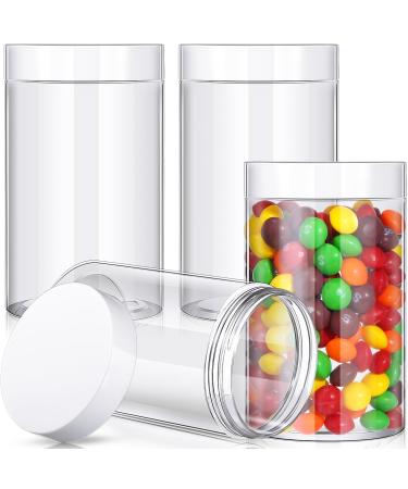 4 Pieces Round Clear Wide-mouth Leak Proof Plastic Container Jars with Lids for Travel Storage Makeup Beauty Products Face Creams Oils Salves Ointments DIY Making or Others (White 32 Ounce)