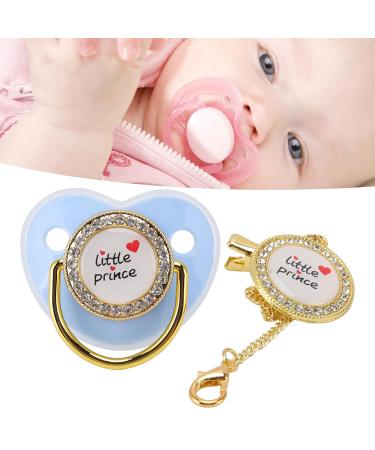 Golden Ultra-Light Silicone Baby Pacifier 0-6 Months | Plplaaoo Rhinestone Dummy - Soft Bling for Newborns (Blue) - Buy Online on SooperMarket.com
