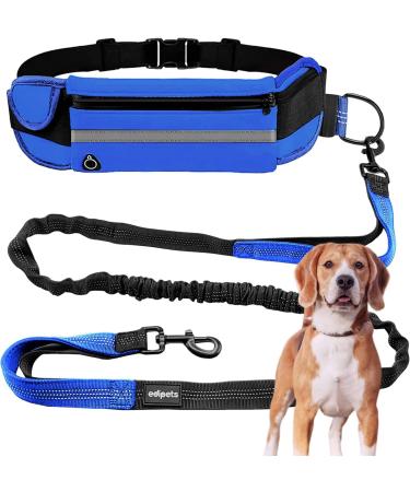 Edipets Jogging Leash Dogs Hands-Free Running Hiking Webbing Anti-Stress Reflective 160-220 cm (Blue)