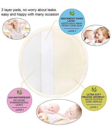 12pcs Bamboo Nursing Breast Pads w/ Laundry Bag - Contoured Leak-Proof Breastfeeding Nipple Pad for Maternity, Reusable Nipple Covers for Breastfeeding - Pastel Touch, 4.5 inch - Buy Online on SooperMarket.com